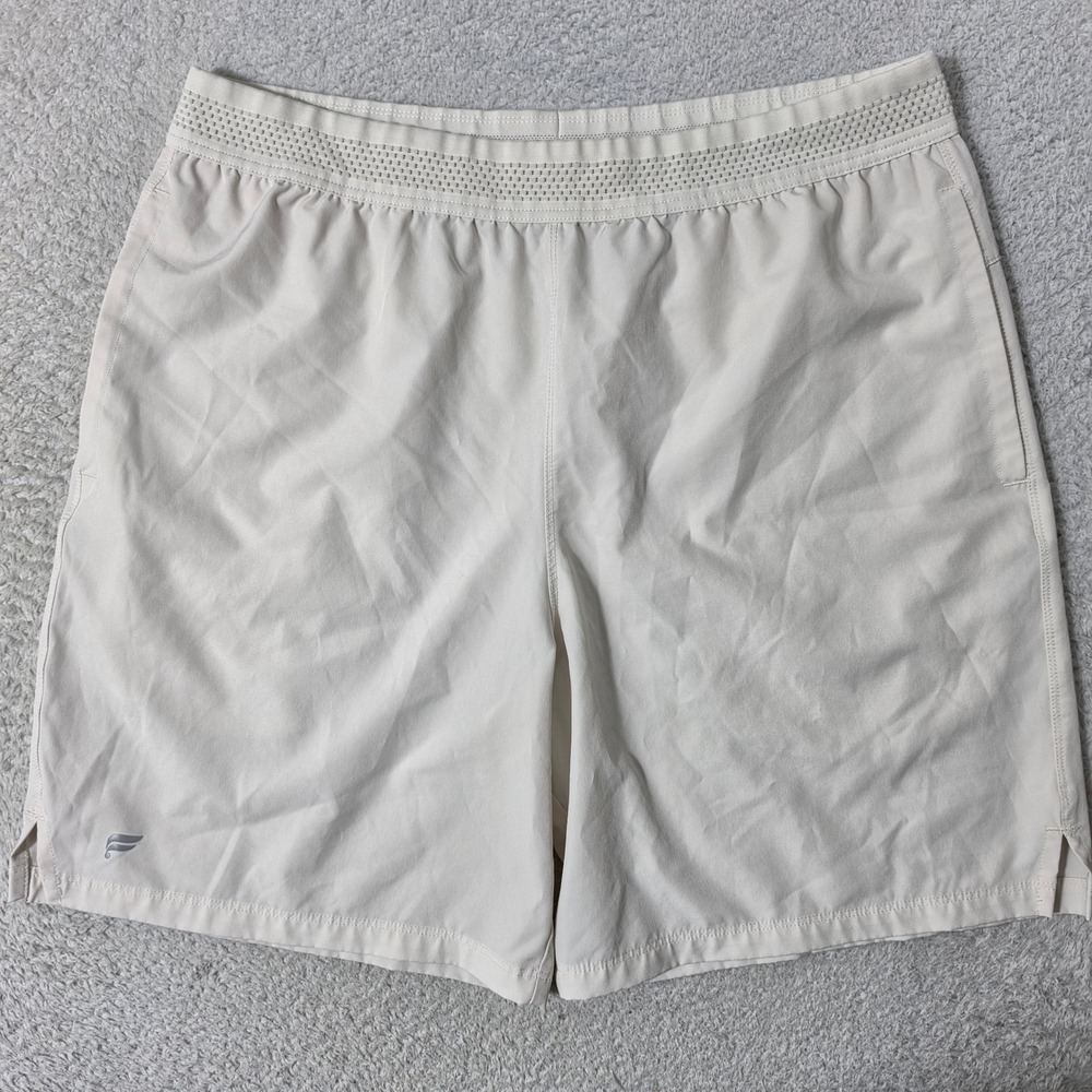 Fabletics Active Shorts Mens L 32/7 White Stretch Training Gym Athletic